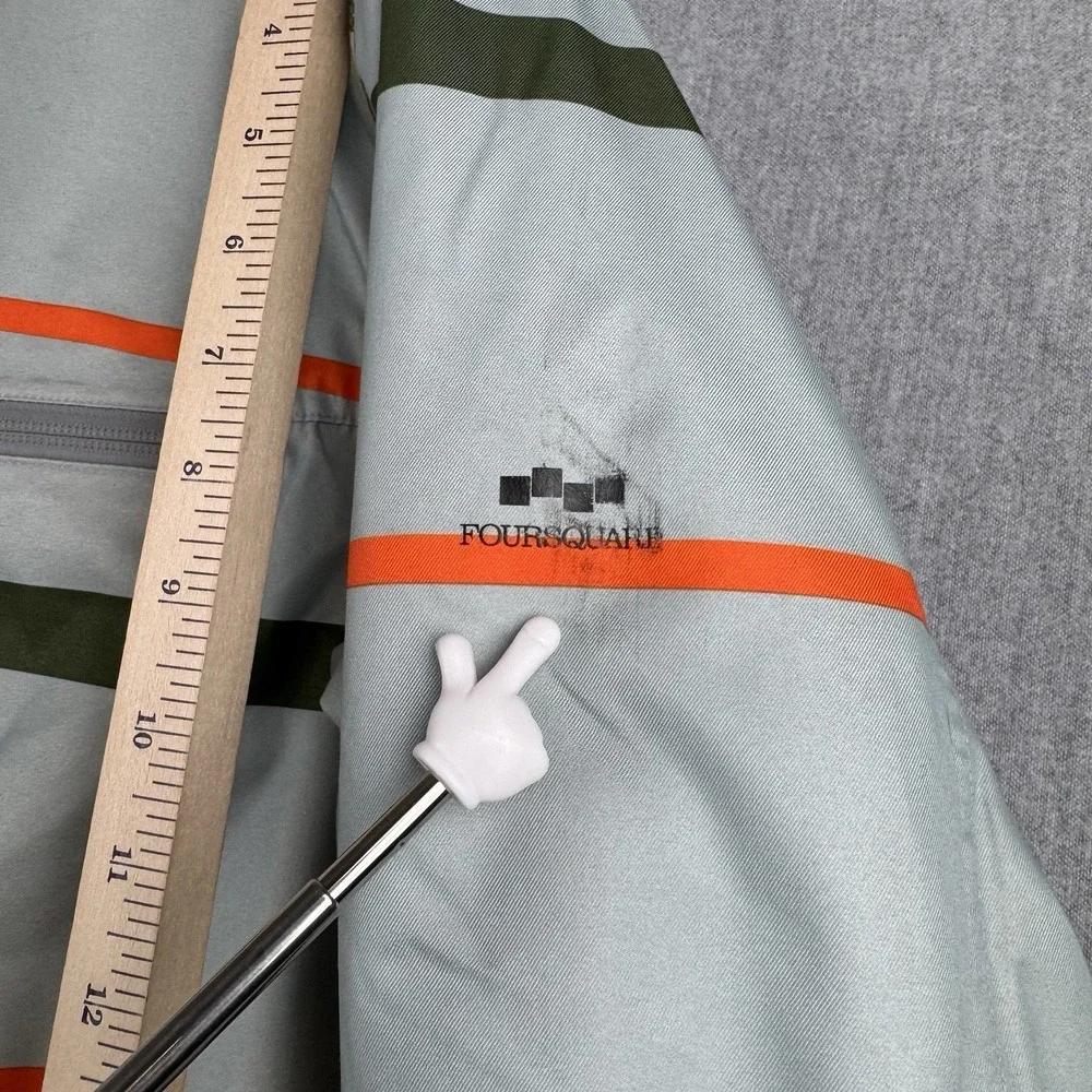 FOURSQUARE Burton Snowboard Coat Men's M Hood Microshield Ski ski green stripes